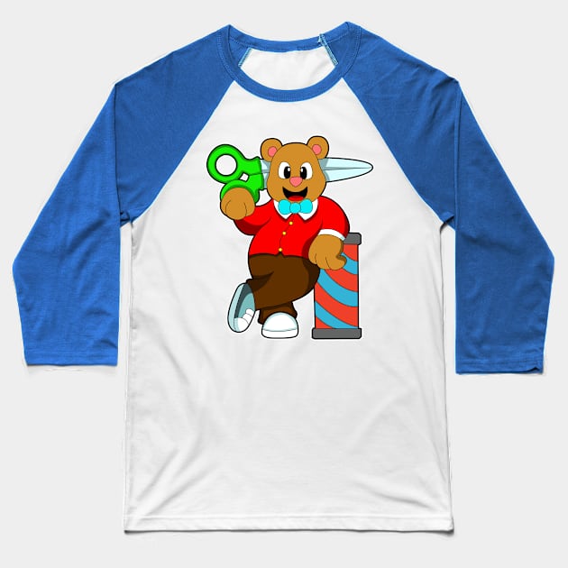 Bear as Hairdresser with Scissors Baseball T-Shirt by Markus Schnabel